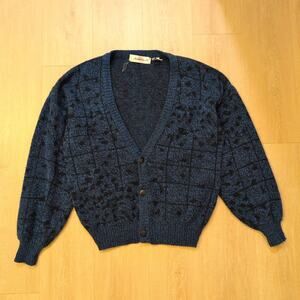 VTG Michael Gerald Men's Medium Cardigan Sweater Retro Grandpa Preppy Blue